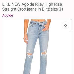 LIKE NEW Agolde Riley High Rise Straight Crop jeans in Blitz size 31